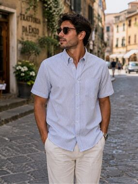 Made in Italy Men’s shirt 100% cotton short sleeves